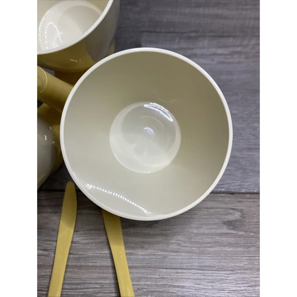 Vintage Tupperware Gold and Almond Condement‎ Caddy Set w/ Cups, Lids & Spoons